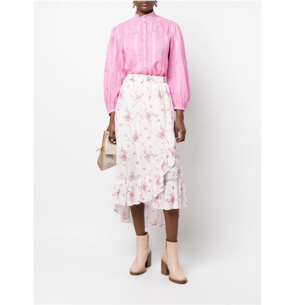 LoveShackFancy Floral Print Midi Skirt - X-Small - $325